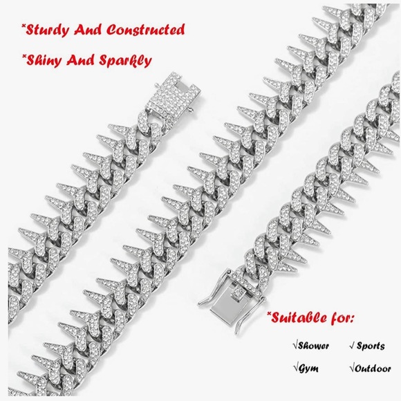 Custom made iced out Cuban link spikes hip hop chain limited stock BEST GIFT WOW - Picture 7 of 8